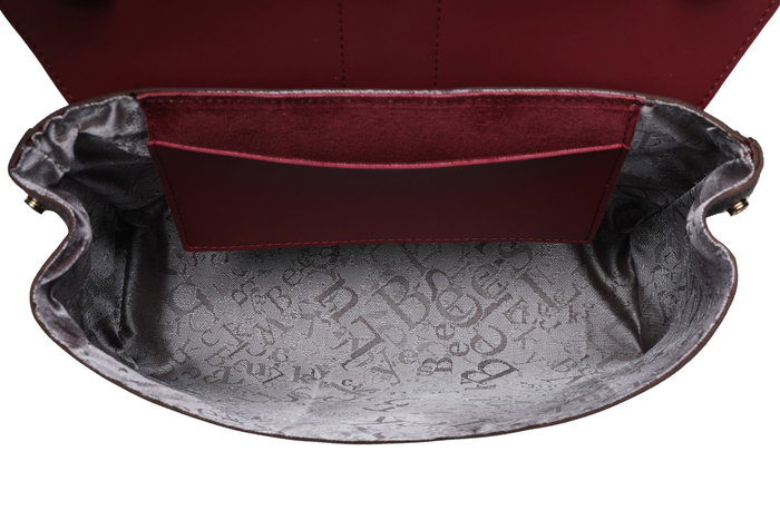 Lucky Bees Bolso Bandolera 1228 v2 Rojo Claret y Marrón Piel de Polivinilo 26x10x20 cm